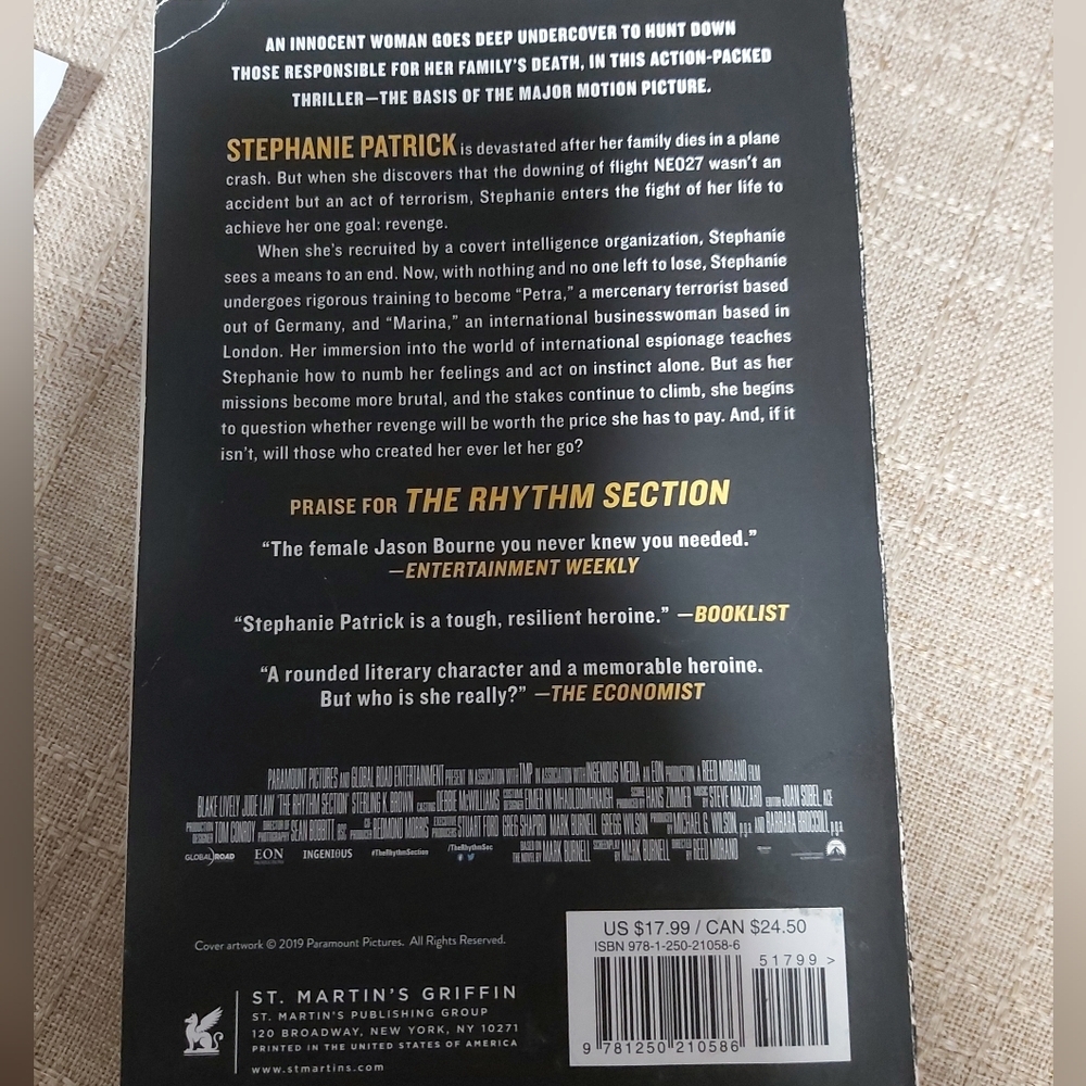 🤯2/$15 The Rhythm Section by Mark Burnell paperback book - Picture 2 of 2